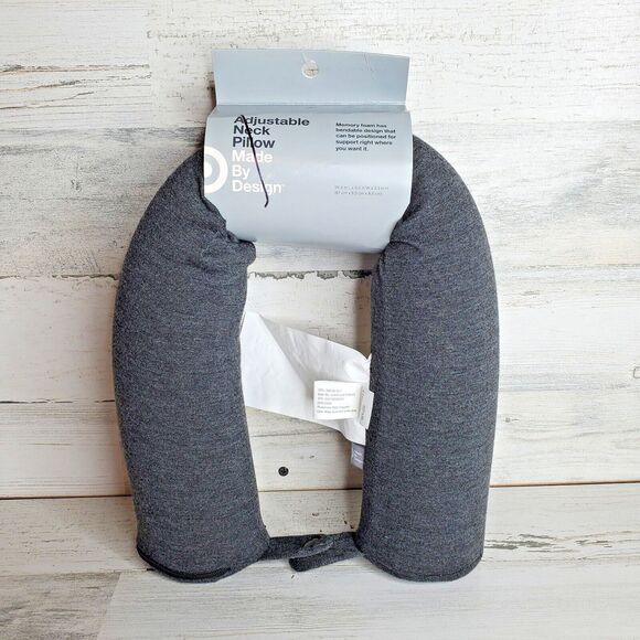 Adjustable Neck Pillow / Lumbar Travel Pillow Made By Design NEW - Gray - Picture 1 of 6